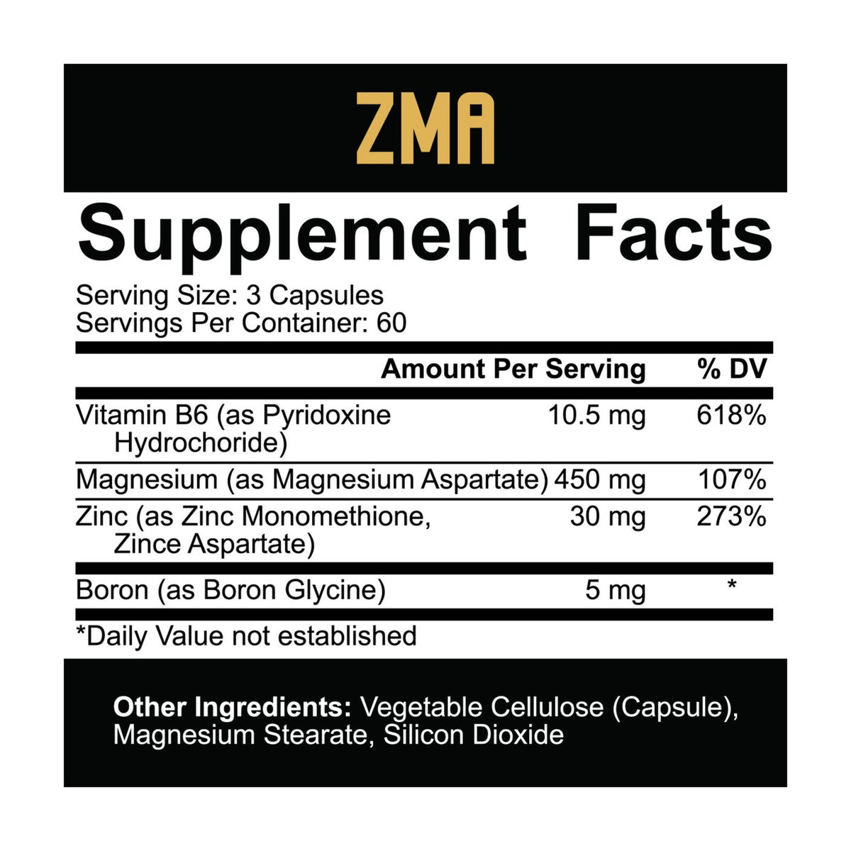5% Nutrition Core ZMA - supplement facts