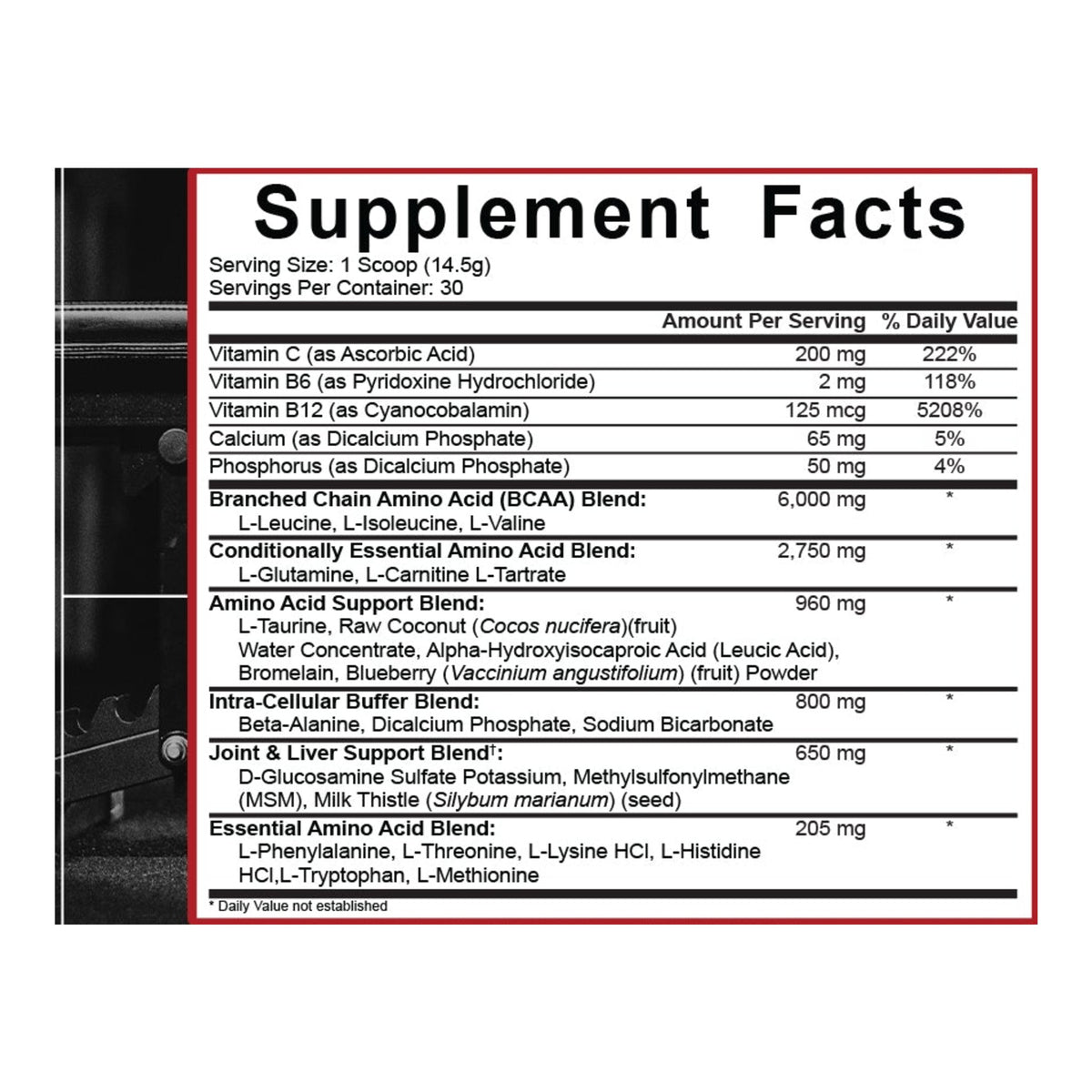 All Day You May Legendary Series – Amino Acid Complex (30 Servings) – ingredients & nutrition information