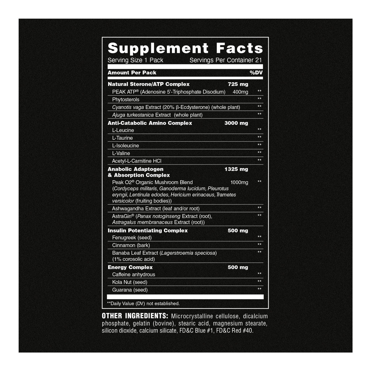 Animal M-STAK - 21 Packs – ingredients & nutrition information