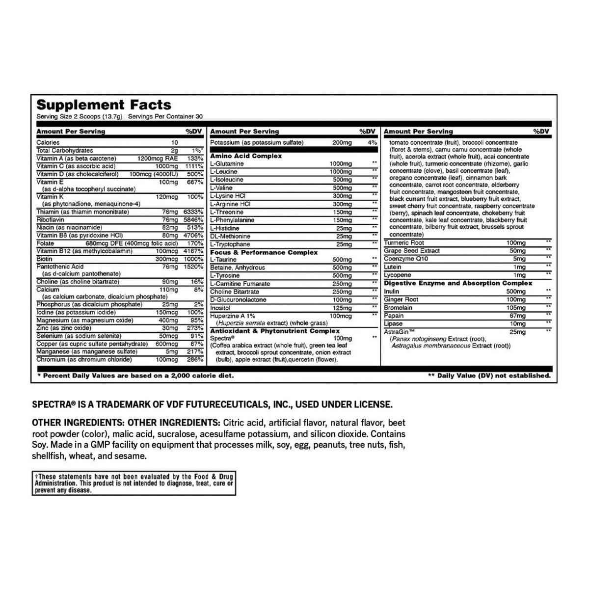 Animal Pak - 312g – ingredients & nutrition information
