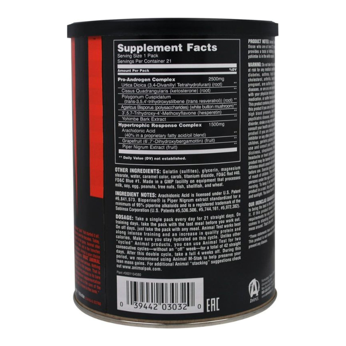 Animal Test 21 Packs – ingredients & nutrition information