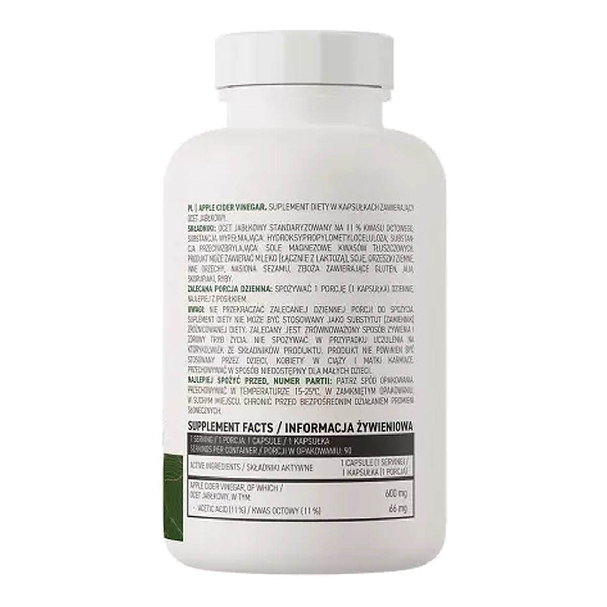 Apple Cider Vinegar Vege (90 Capsules) – ingredients & nutrition information