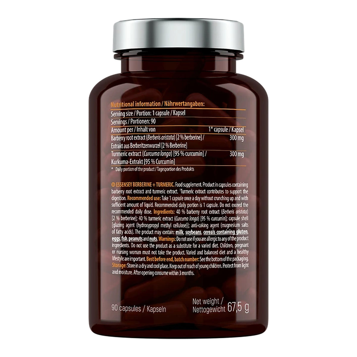 Berberine & Turmeric - 90 Capsules – ingredients & nutrition information