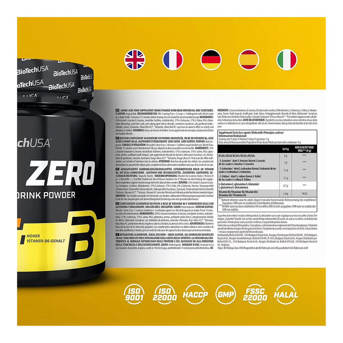 BiotechUSA - BCAA ZERO - 360g – ingredients & nutrition information