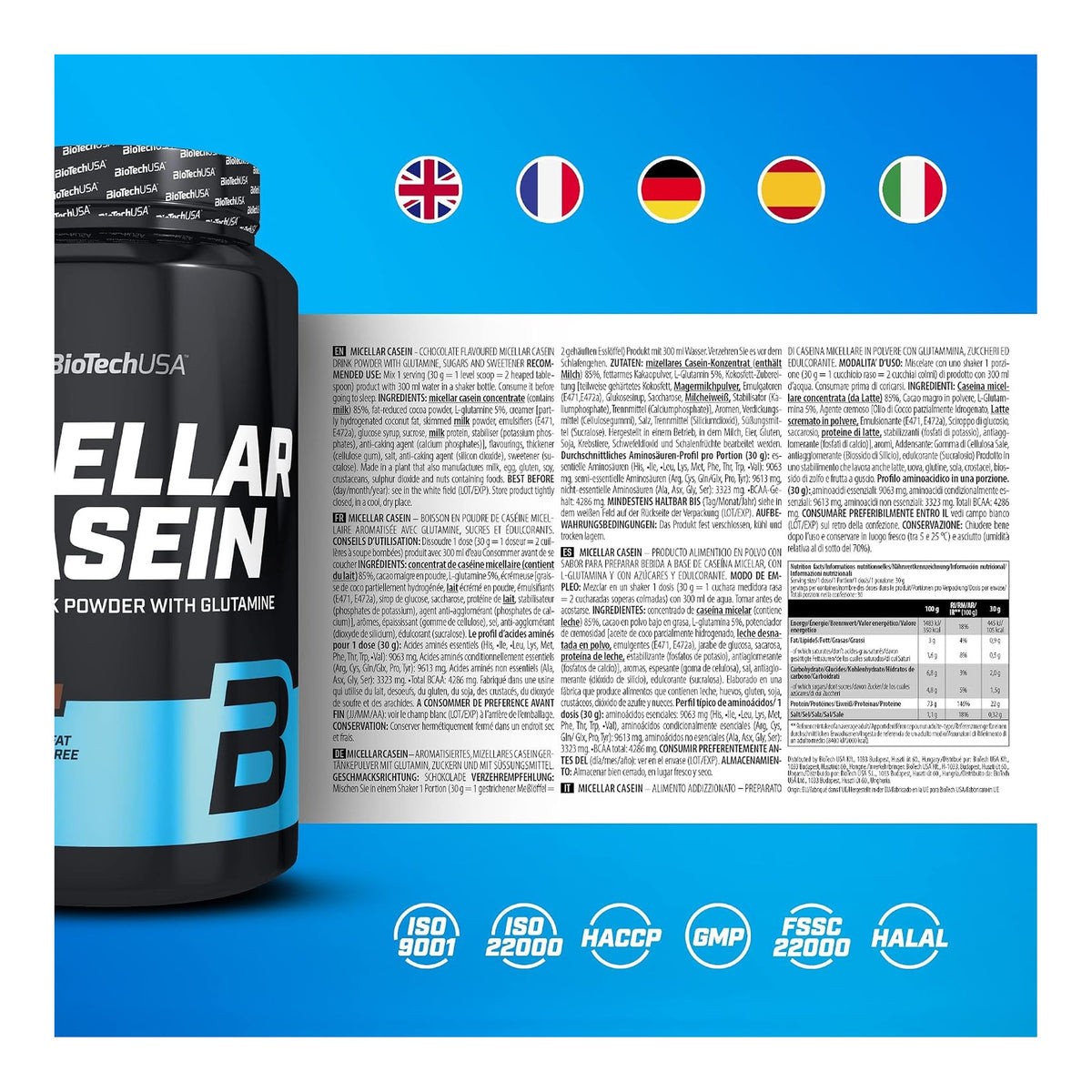 BiotechUSA Micellar Casein – ingredients & nutrition information