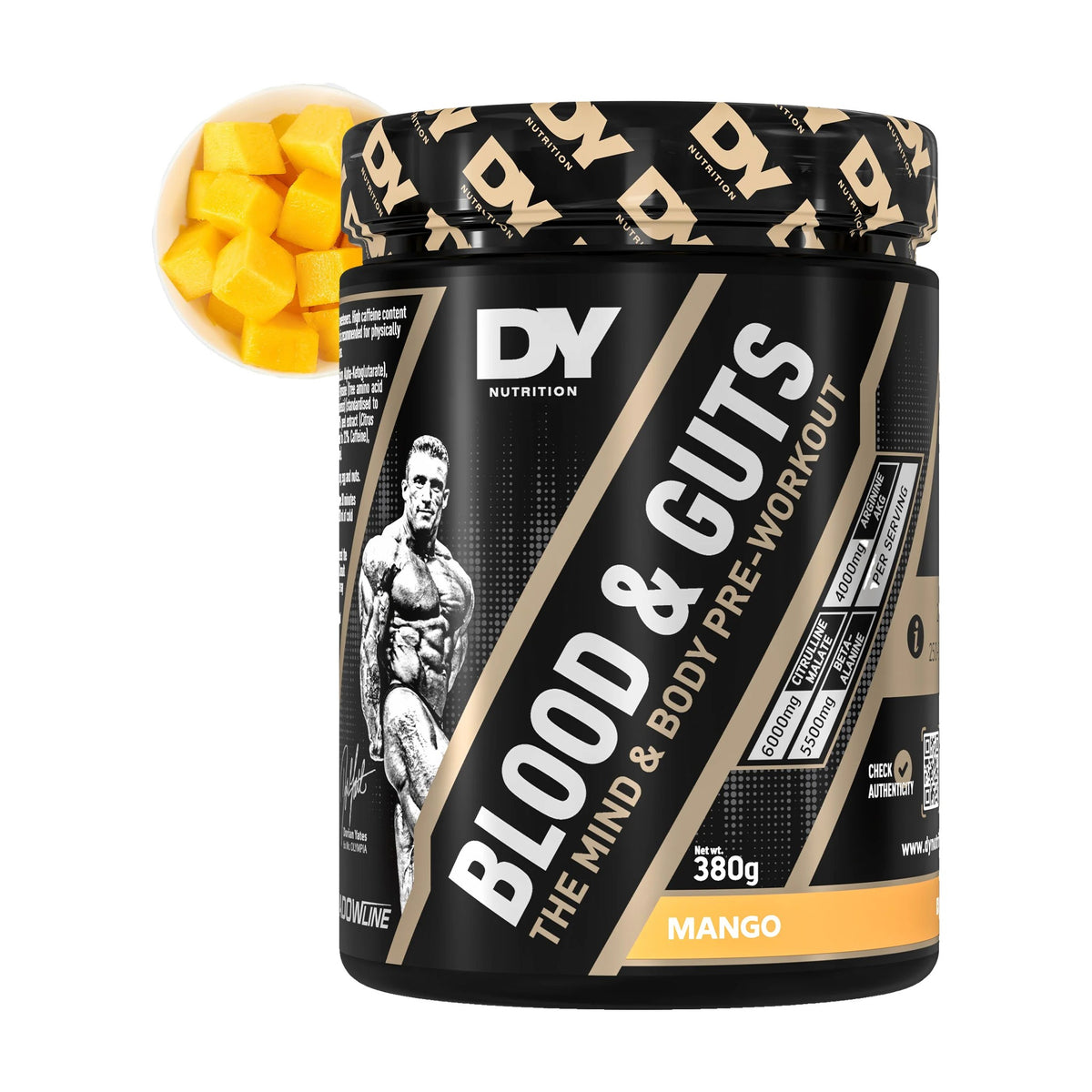 Blood & Guts Pre-Workout Powder (380g, 20 Servings) – Mango