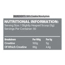 Bodipure Creatine Monohydrate Powder - Unflavoured – ingredients & nutrition information