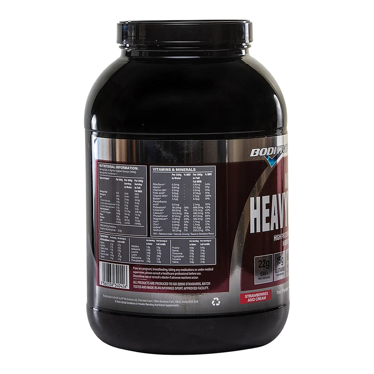 Boditronics HeavyWeight Mass Attack – High-Calorie Mass Gainer 2kg – ingredients & nutrition information