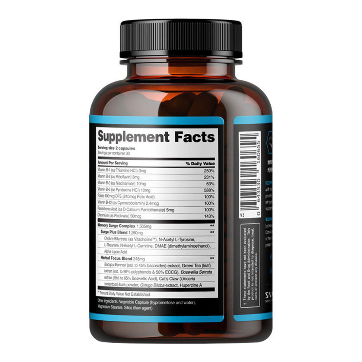 Brain Food Memory & Focus - 60 Capsules – ingredients & nutrition information