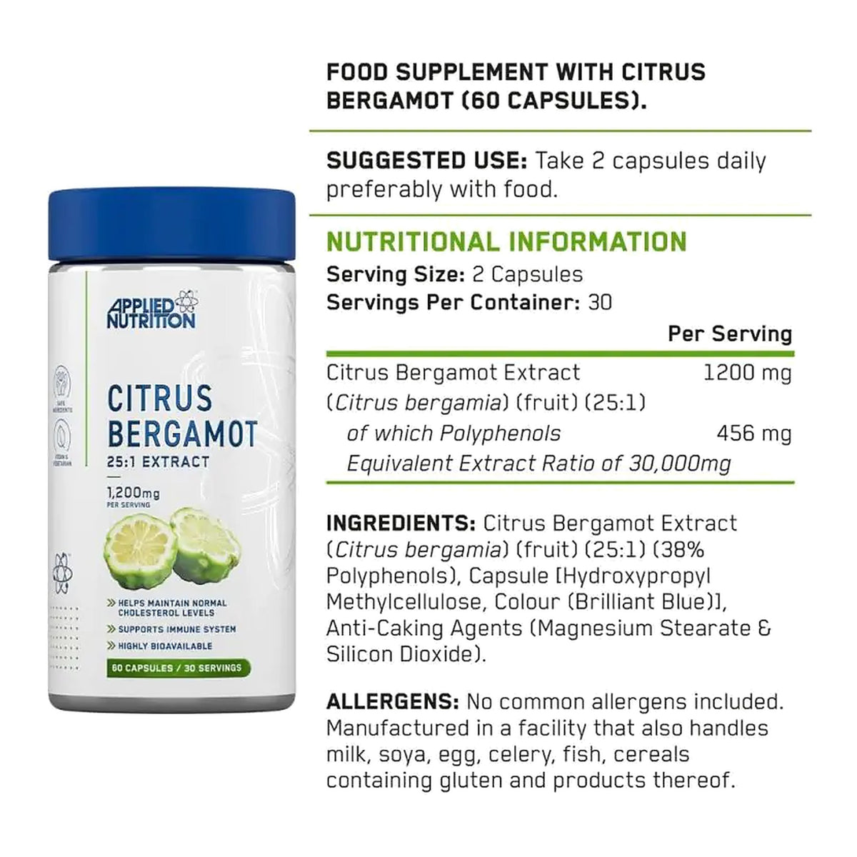 Citrus Bergamot (60 Capsules) – ingredients & nutrition information