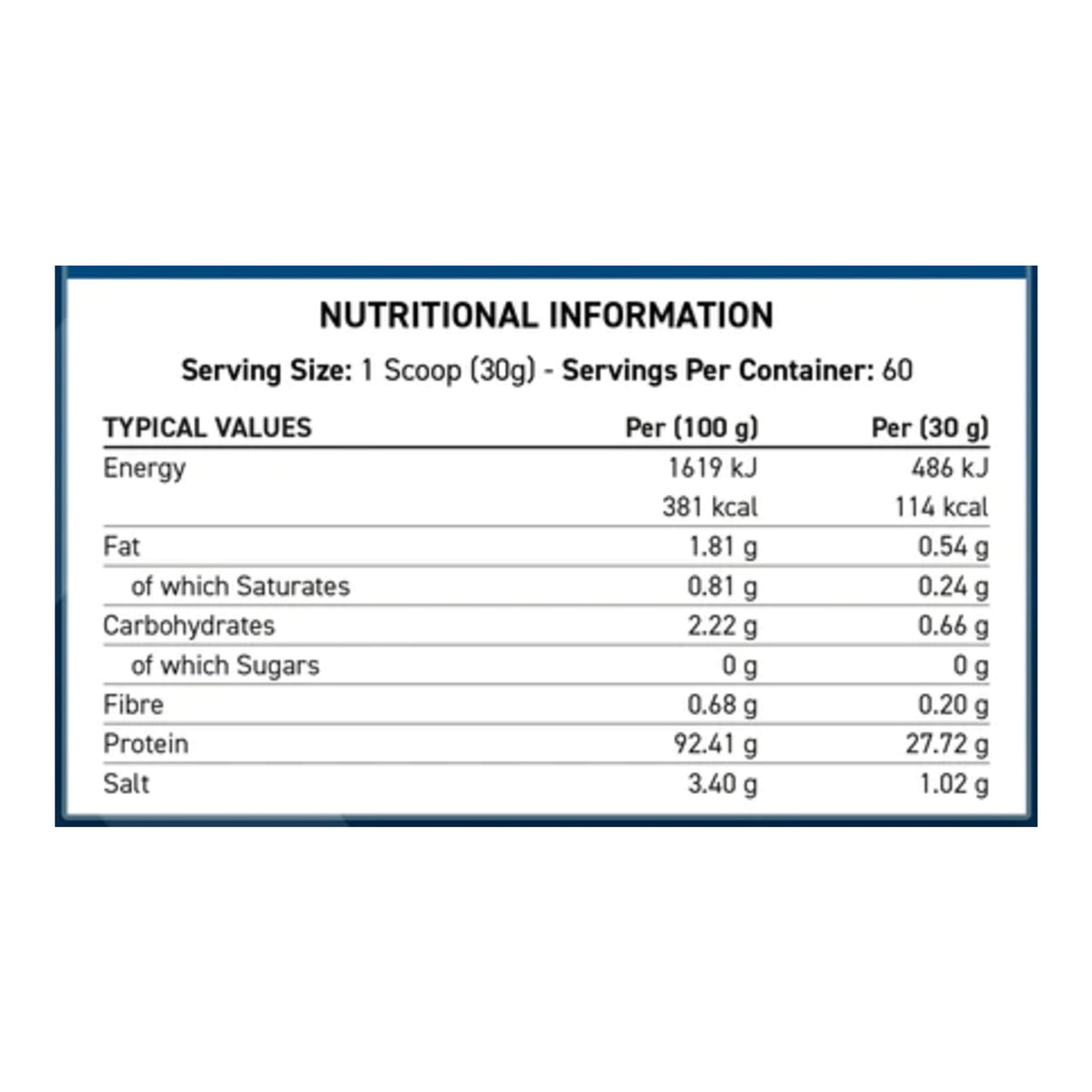 Clear Hydrolysed Beef-XP Protein – 1.8kg Beef Protein Isolate Powder – ingredients & nutrition information