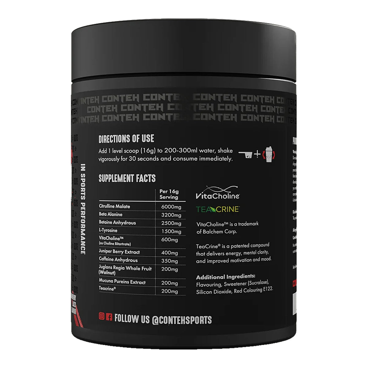Conviction Elite Pre-Workout (375g, 25 Servings) – ingredients & nutrition information