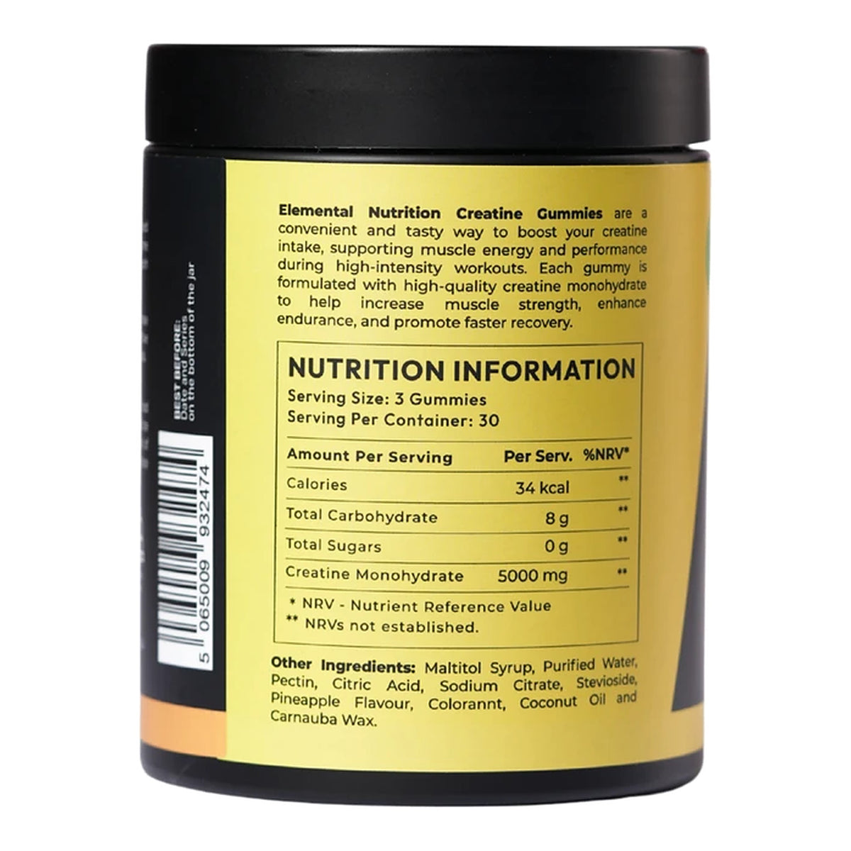 Creatine Gummies 5000mg (90 Gummies) – ingredients & nutrition information