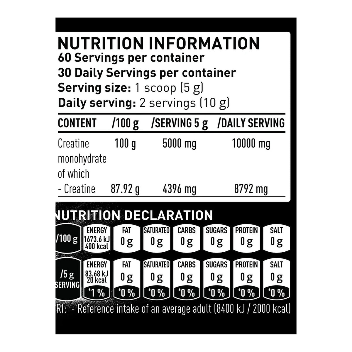 Creatine Monohydrate - 300g – ingredients & nutrition information