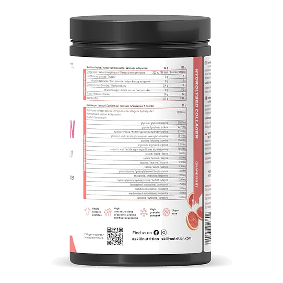 Hydrolysed Collagen Type I & III - Grapefruit – ingredients & nutrition information