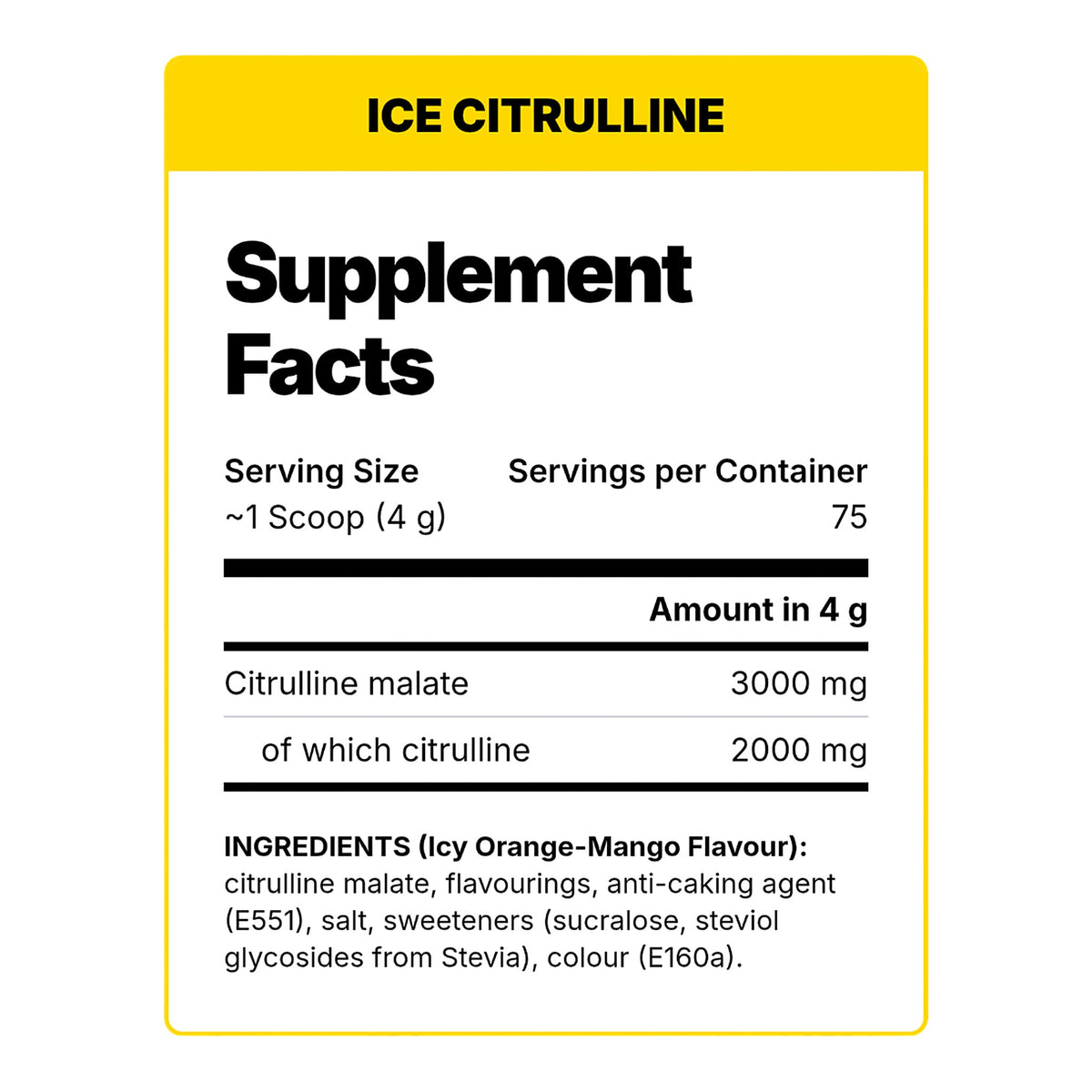 ICE Citrulline (300g) – ingredients & nutrition information