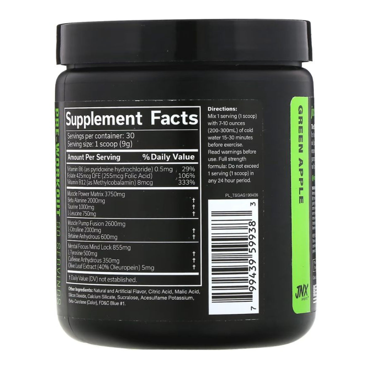 JNX Sports, The Shadow, Pre-Workout - 270g – ingredients & nutrition information