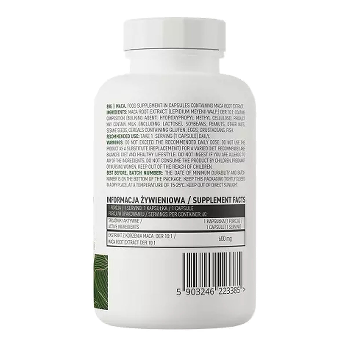 Maca VEGE 60 Capsules – ingredients & nutrition information