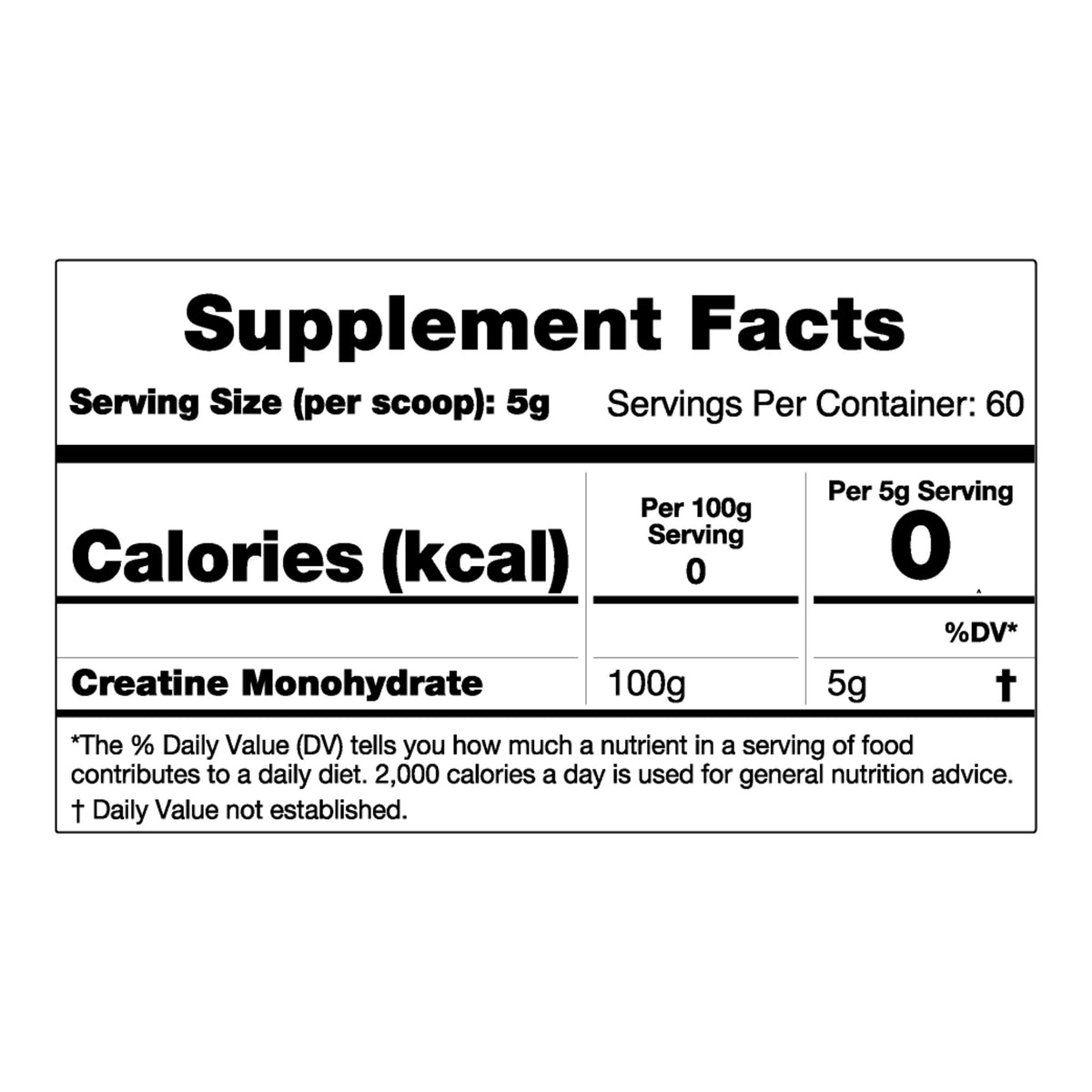 Micronised Creatine Monohydrate - 300g – ingredients & nutrition information