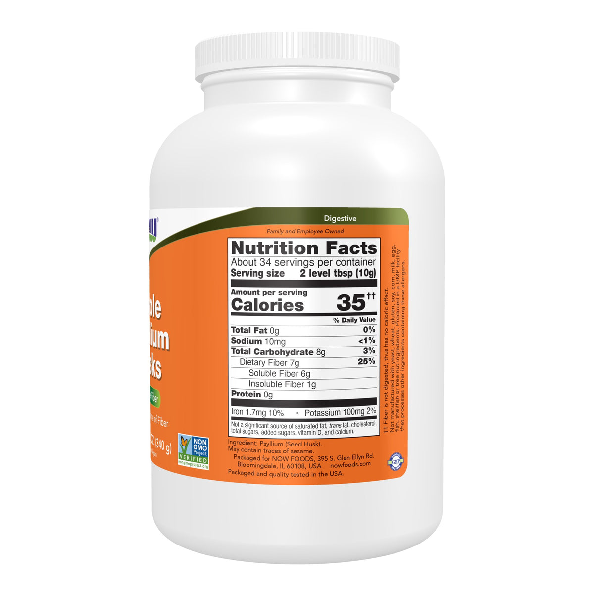 NOW FOODS Whole Psyllium Husks – ingredients & nutrition information