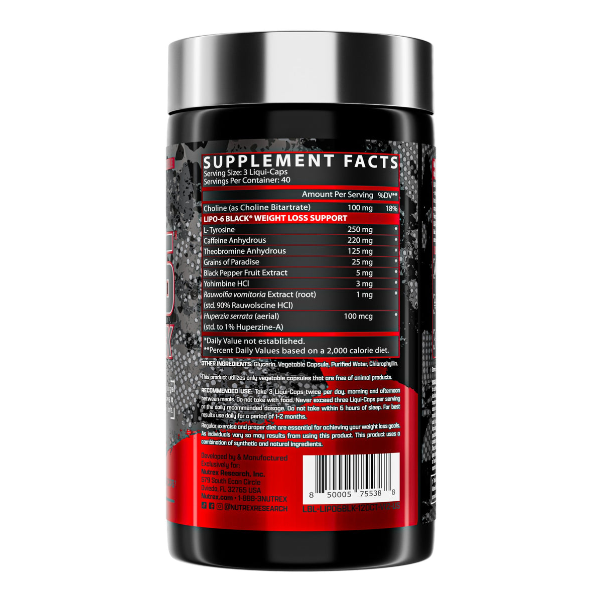 Nutrex - Lipo 6 Black 120 CAPS – ingredients & nutrition information