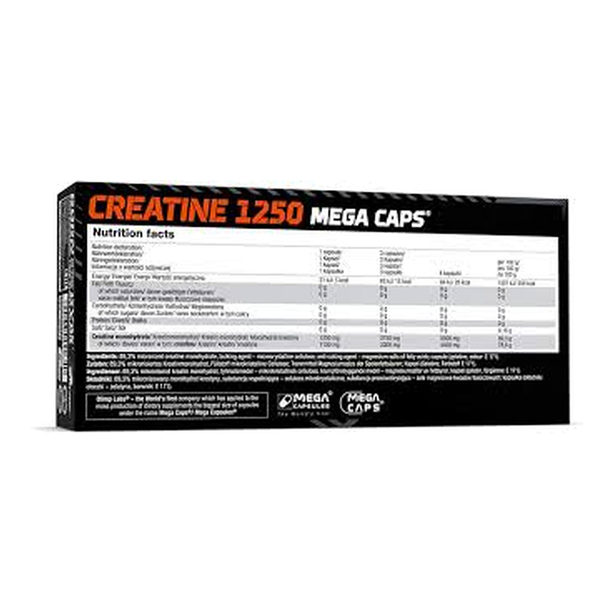 Olimp CREATINE 1250 MEGA CAPS Muscle Strength & Performance – ingredients & nutrition information