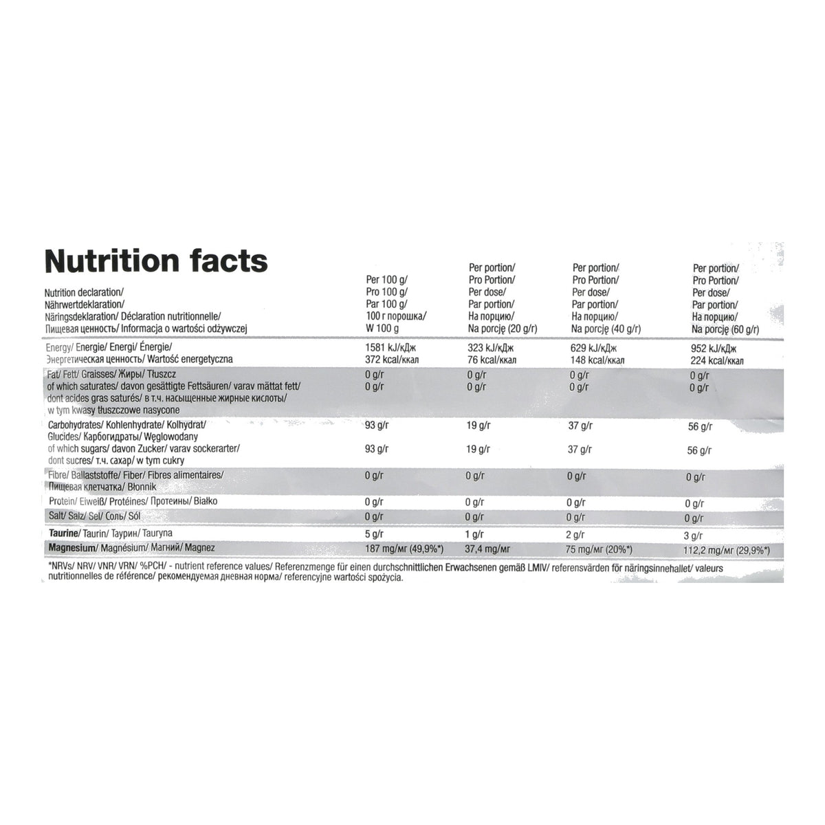 Olimp Dextrex Juice – Premium Fast-Absorbing Post-Workout Carbohydrate Supplement (50 Servings) – ingredients & nutrition information