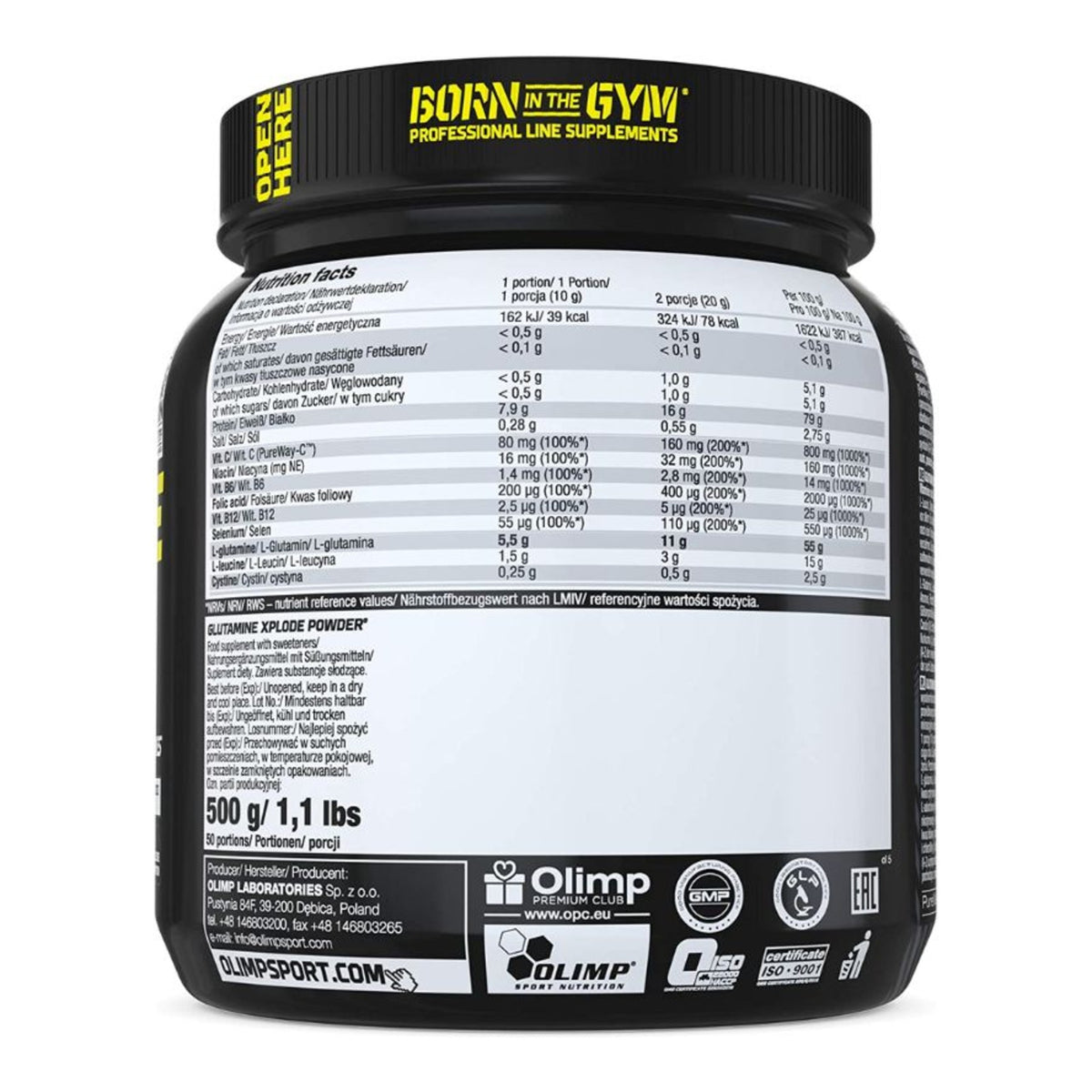 Olimp - Glutamine Xplode Powder - 500 G – ingredients & nutrition information