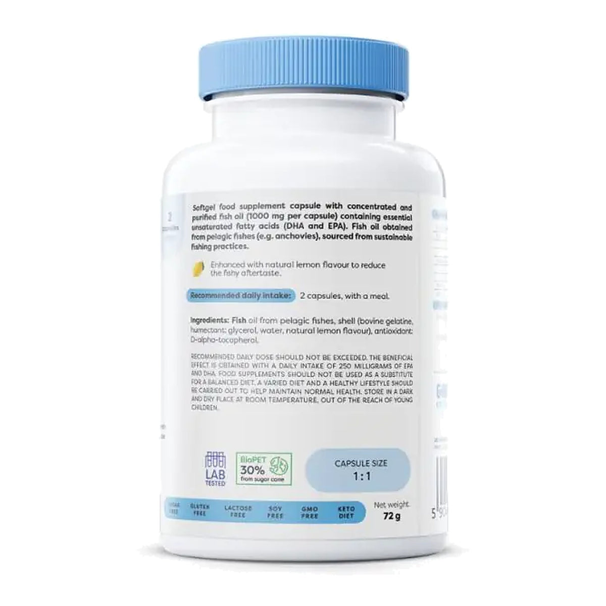 Omega-3 Fish Oil 1000mg - 120 Softgels – ingredients & nutrition information