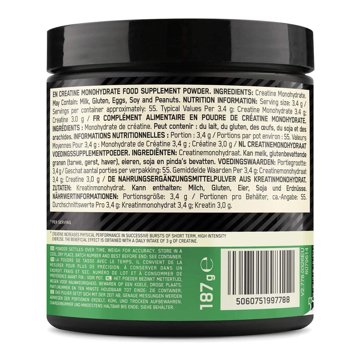 Optimum Nutrition - Micronized Creatine Powder 317g – ingredients & nutrition information