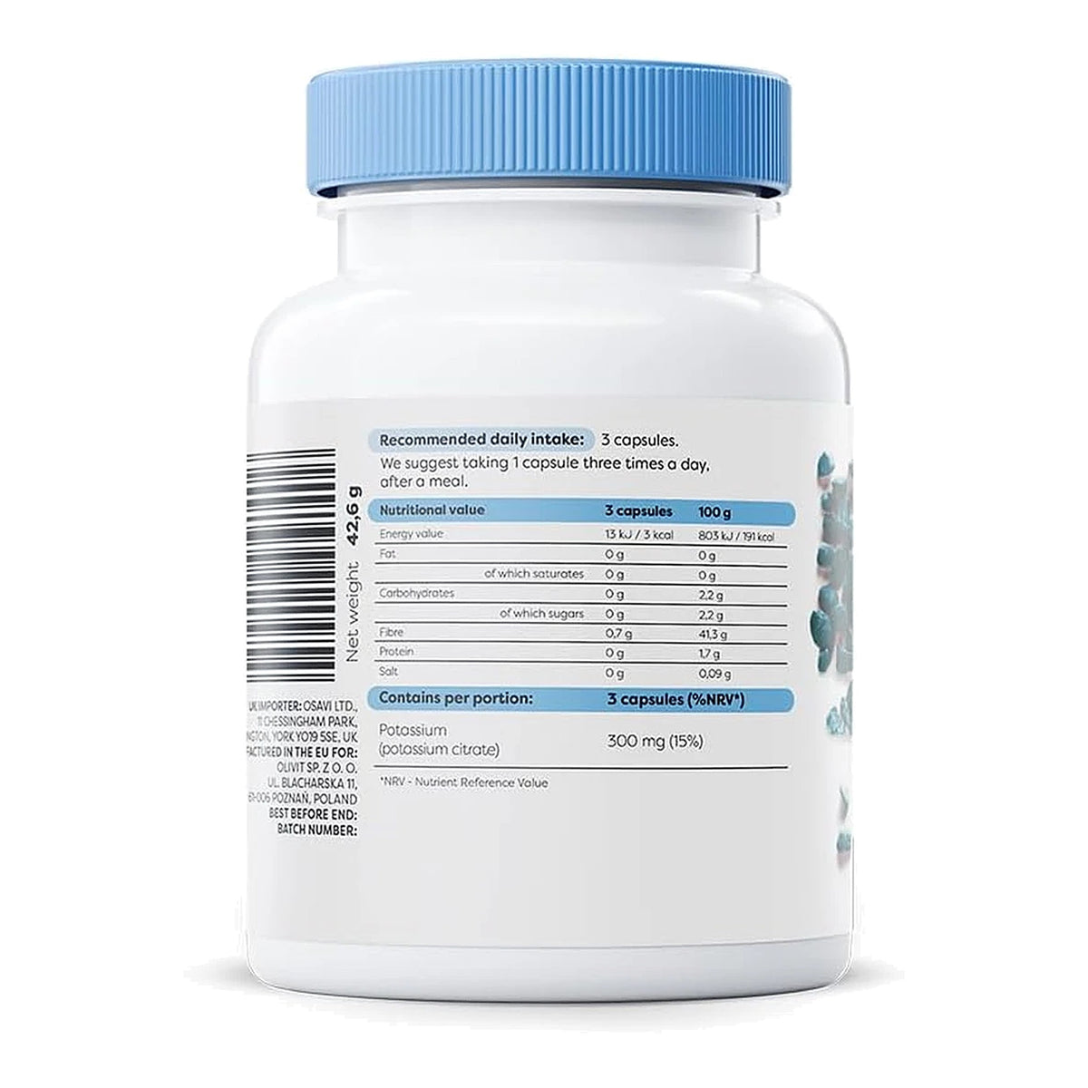 Potassium 300mg Vegan Capsules (90 Capsules) – ingredients & nutrition information