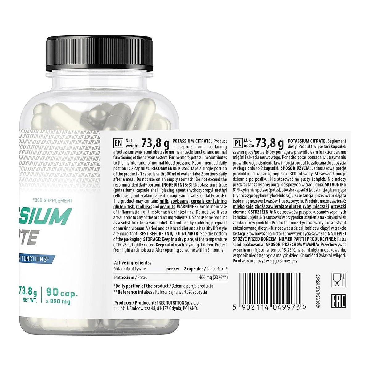 Potassium Citrate 90 Capsules | Electrolyte & Muscle Support – ingredients & nutrition information