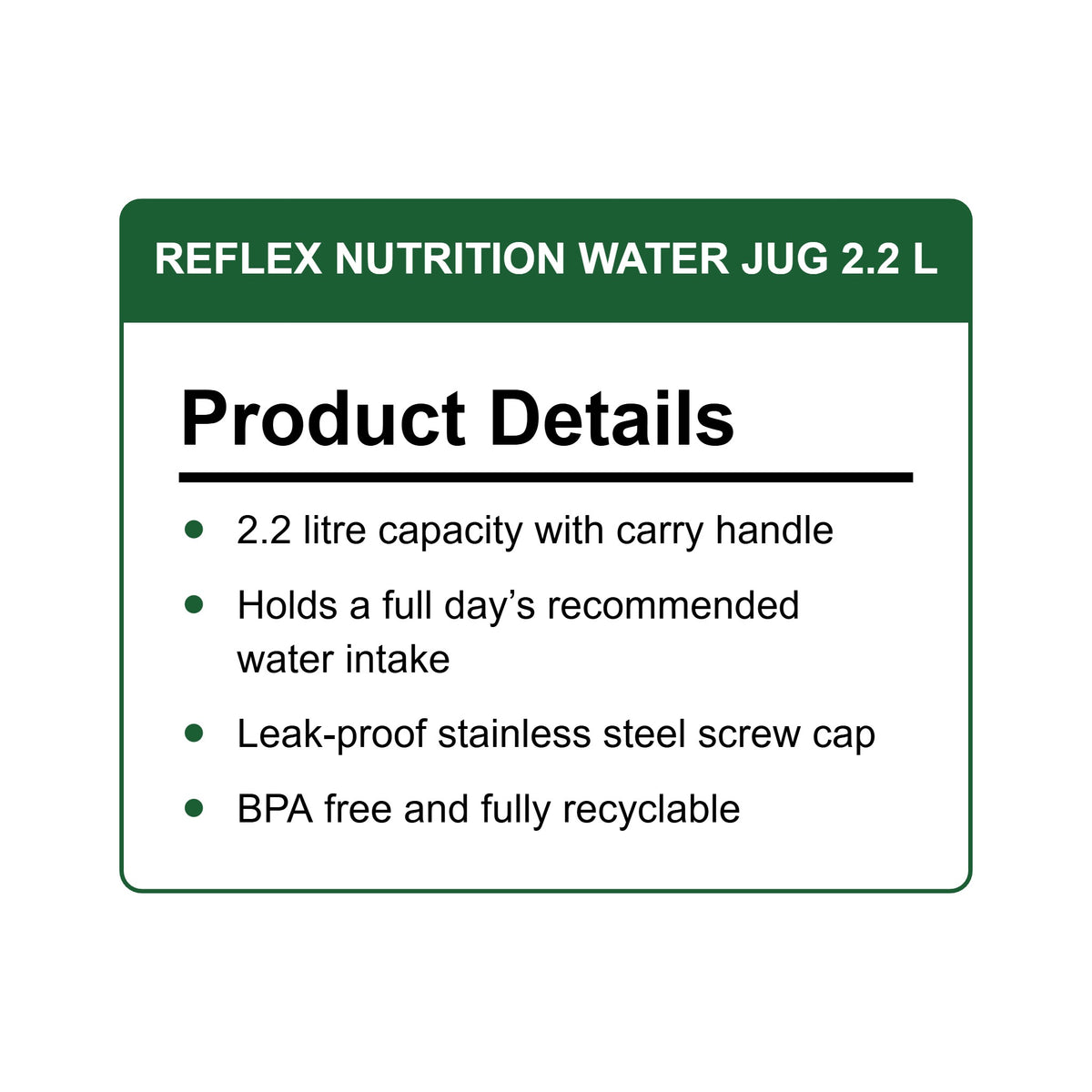 Reflex Nutrition Water Jug 2.2L - product details