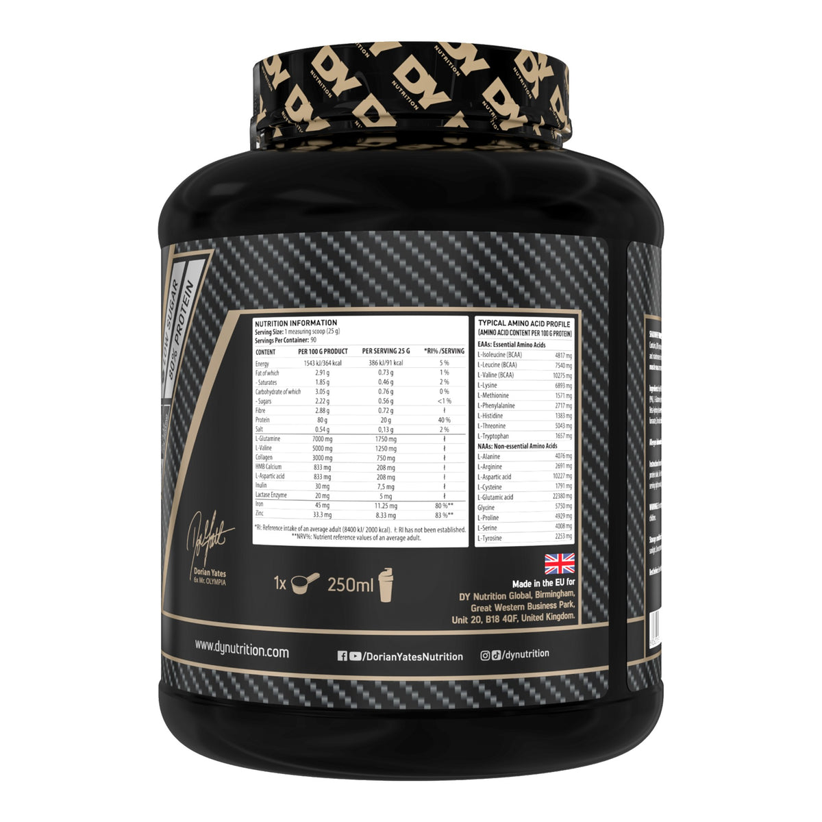 Shadowhey Hydrolysate Whey Protein Isolate – 2.27kg – ingredients & nutrition information