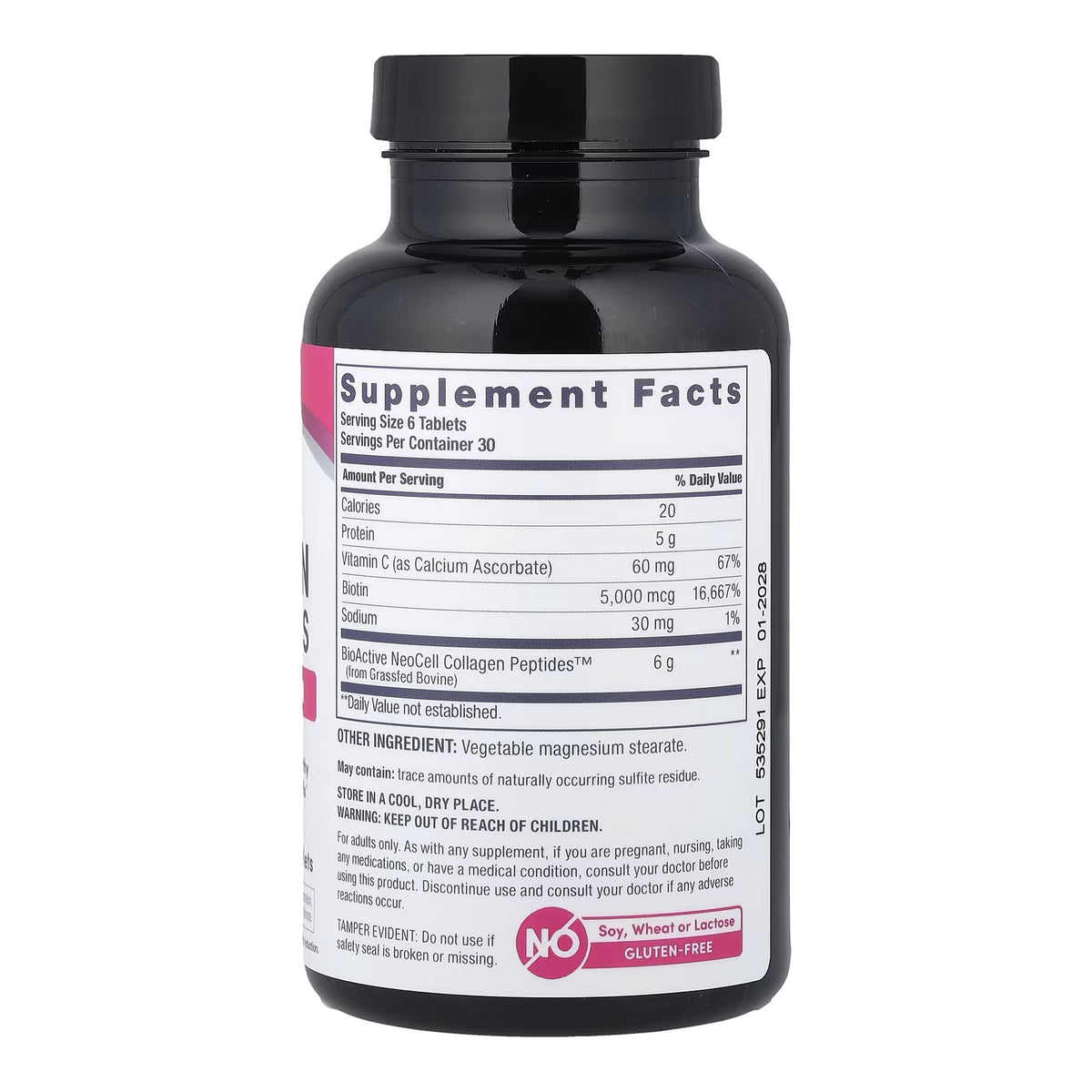 Super Collagen + Vitamin C & Biotin Tablets - 180 Caplets – ingredients & nutrition information