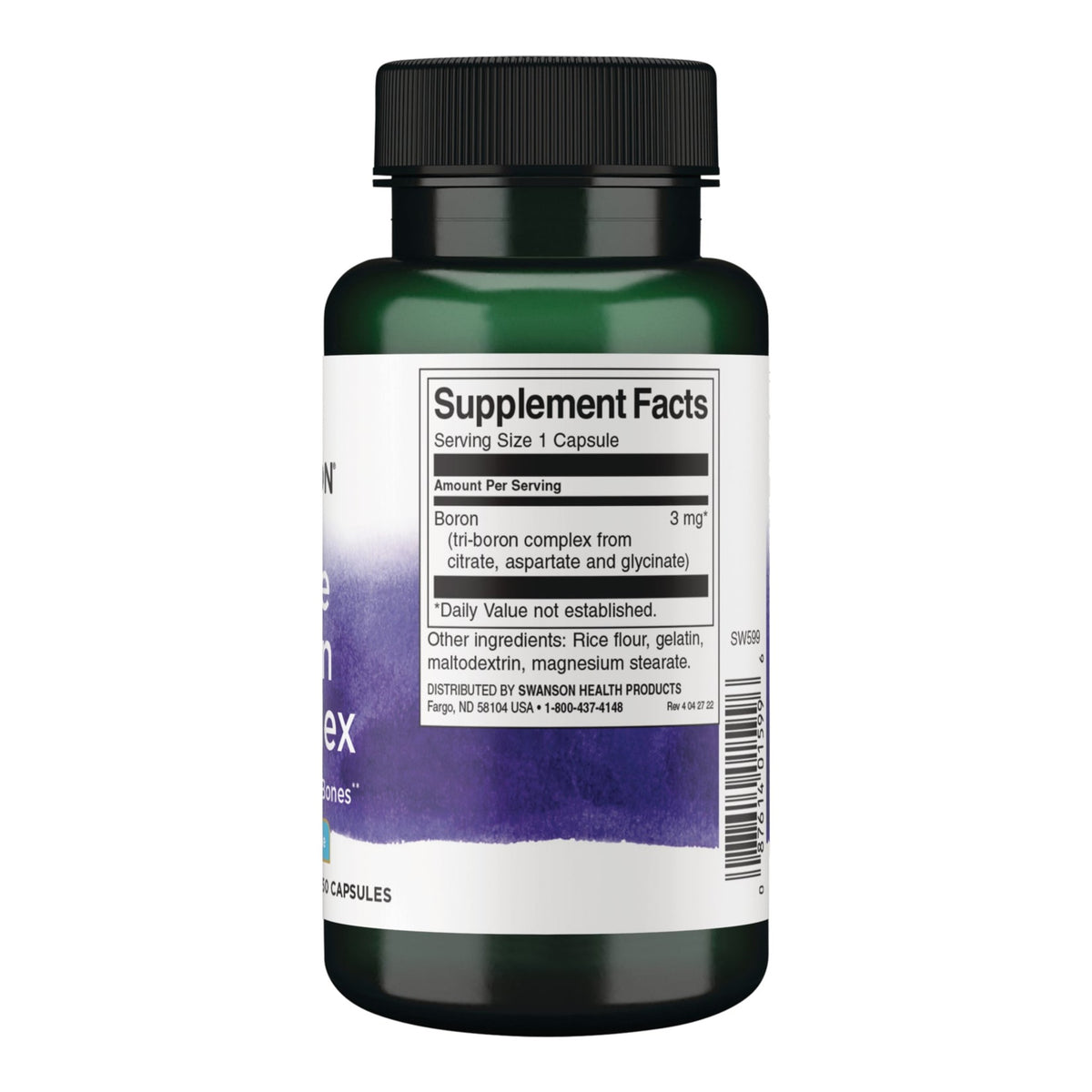 Swanson Triple Boron Complex 3 mg 250 Caps – ingredients & nutrition information