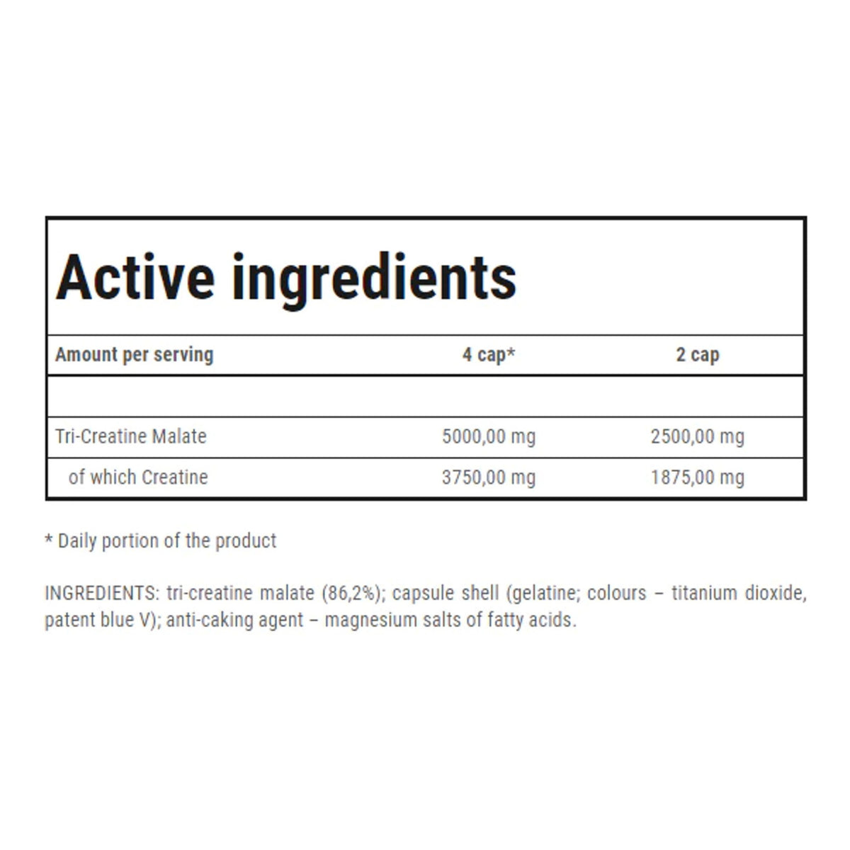 Trec Nutrition CM3 1250 Advanced Muscle Strength & Endurance – ingredients & nutrition information