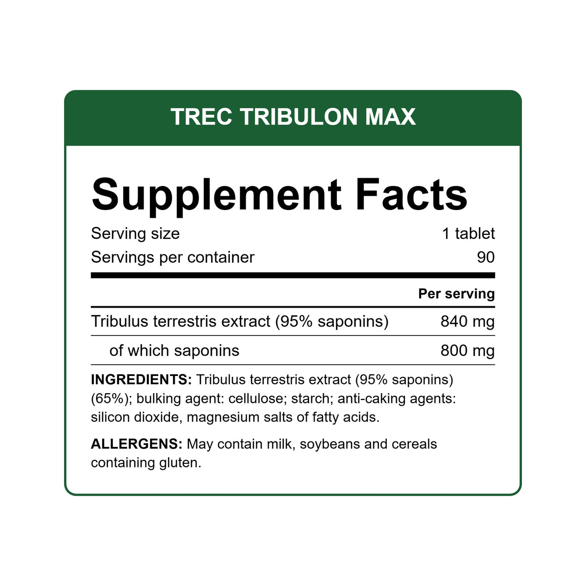Trec Tribulon Max - supplement facts