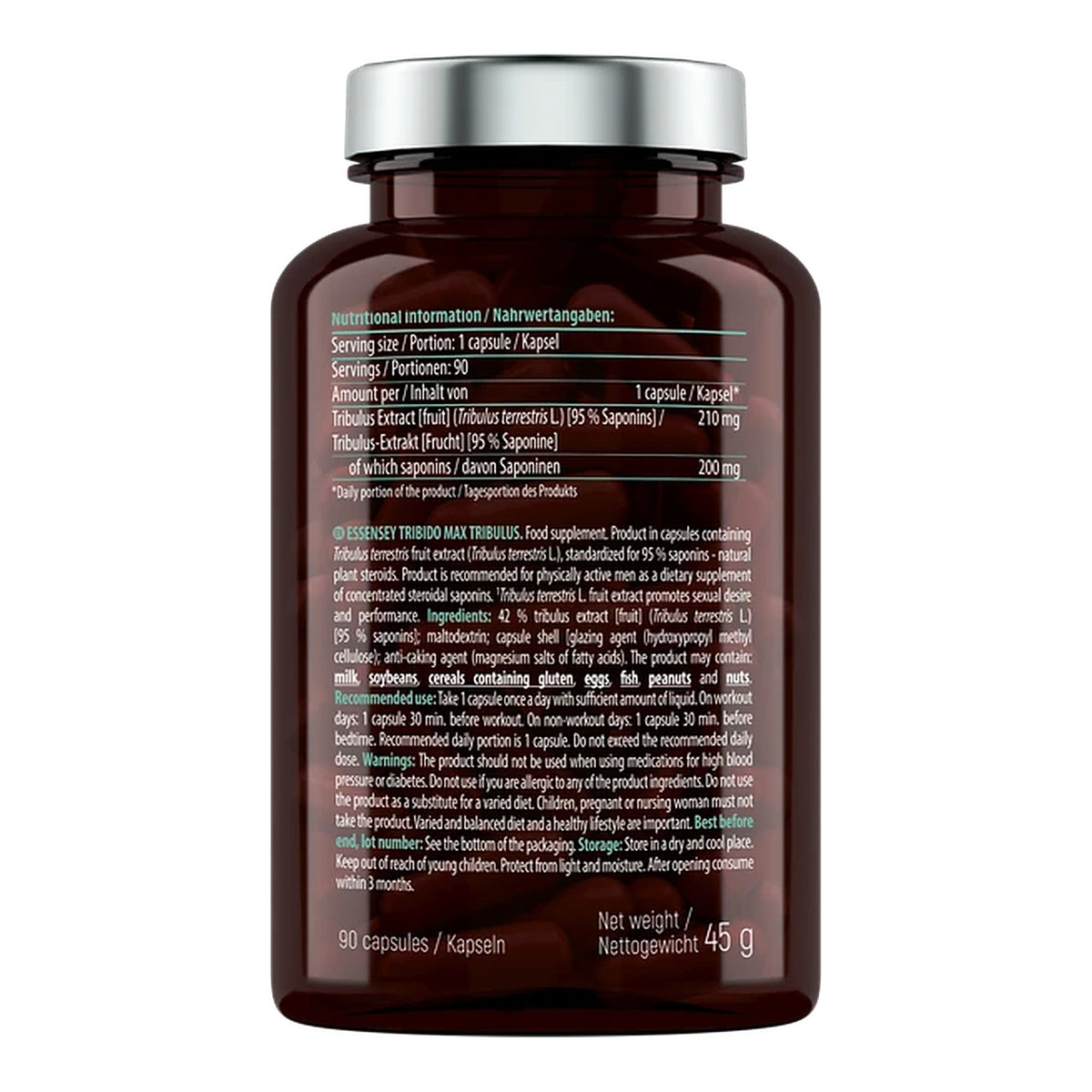 Tribido Max Tribulus - 90 Capsules – ingredients & nutrition information
