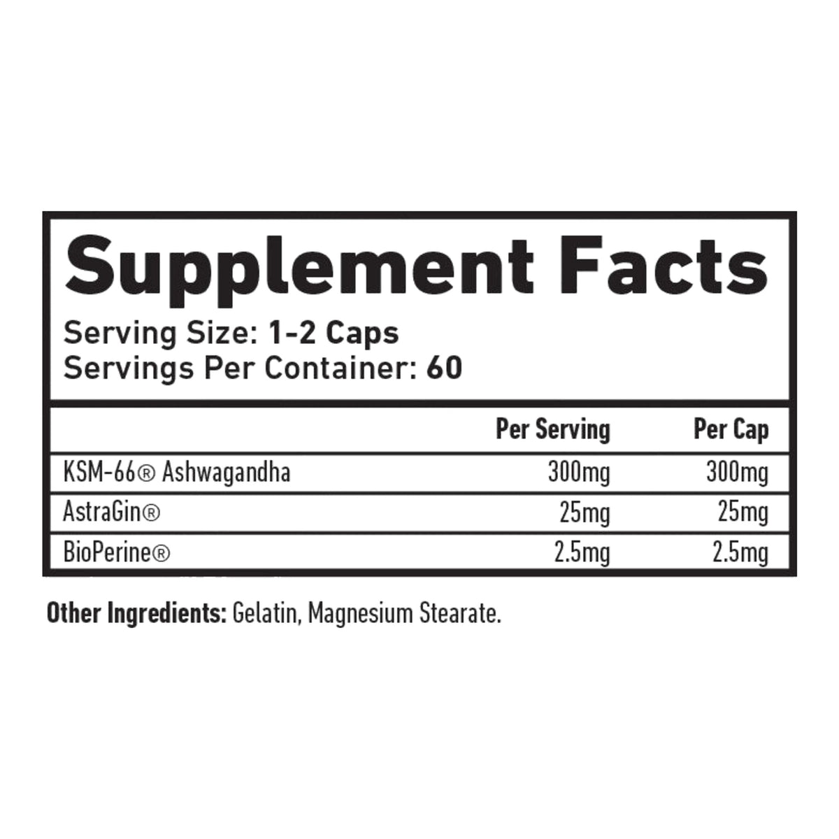 TWP - Ashwagandha 60 Caps – ingredients & nutrition information