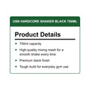 USN Hardcore Shaker Black 700ml - product details