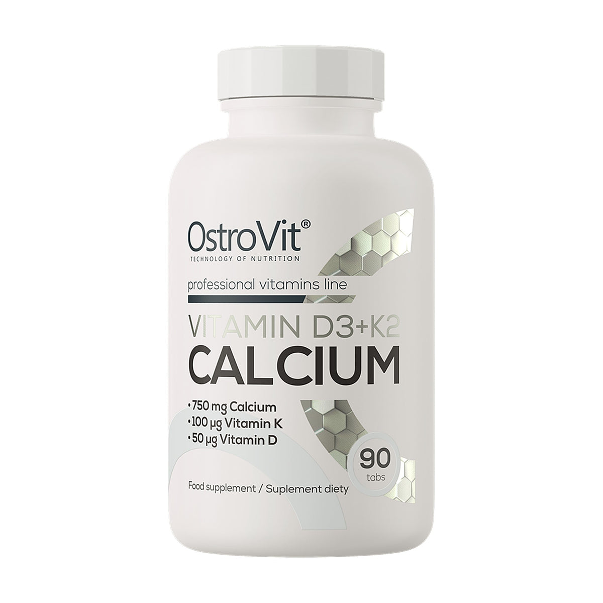 Vitamin D3 + K2 + Calcium (90 Tablets)